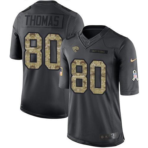 Men's Limited Julius Thomas Nike Jersey Black - #80 2016 Salute to Service NFL Jacksonville Jaguars